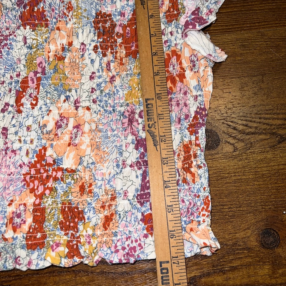 Liberty Love Floral Ruffled Smocked Crop Top Mock Neck Cottagecore Boho Size XS - Picture 10 of 11